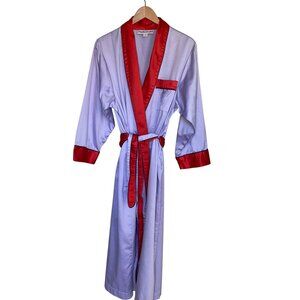 Fernando Sanchez Vintage Womens Robe Size M Lavender Embossed Satin Floral Trim